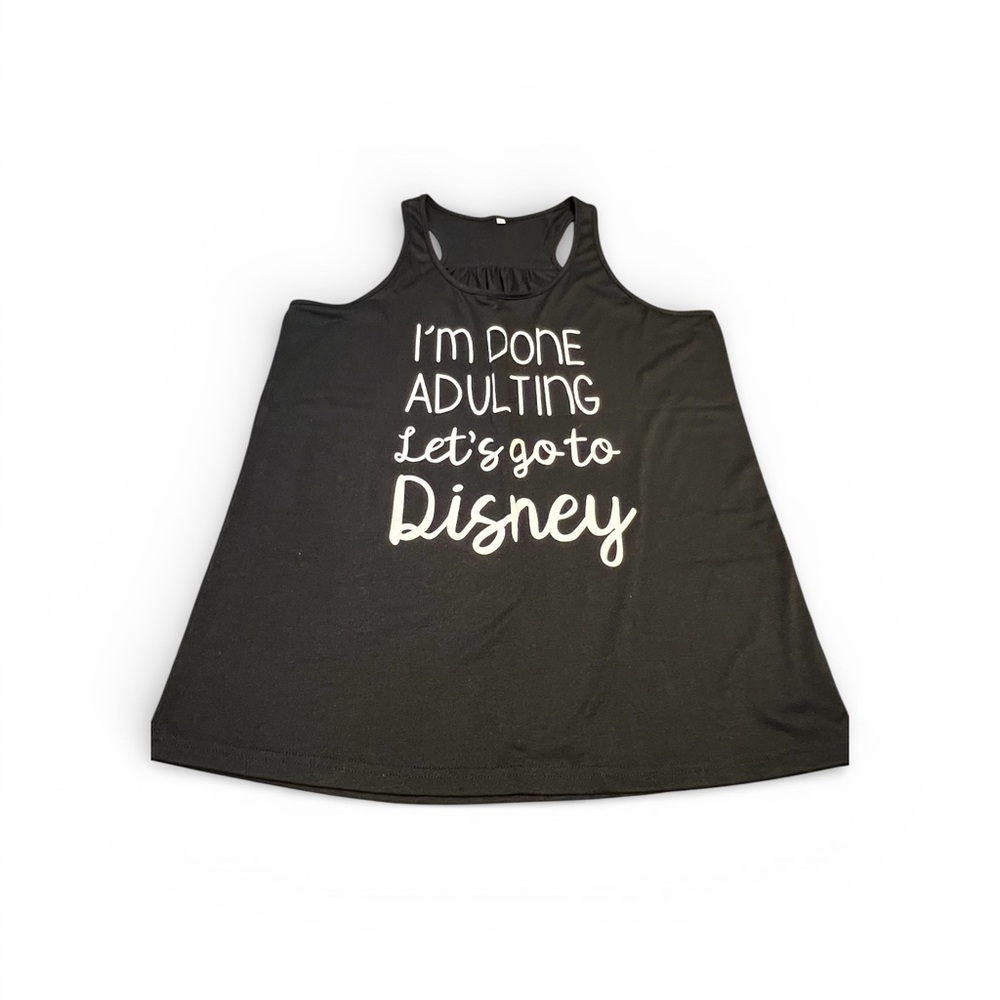 Disney Graphic Print Racerback Tank Top Black Sleeveless Scoop Neck XL - Picture 2 of 7